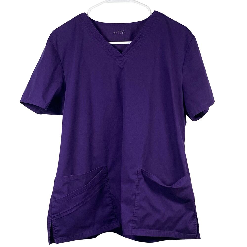Cherokee Luxe Scrub Top Womens Size Medium Purple Grape V-Neck Medical Vet